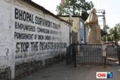 a memorial to the gas victims, situated just outside the abandoned Union Carbide plant